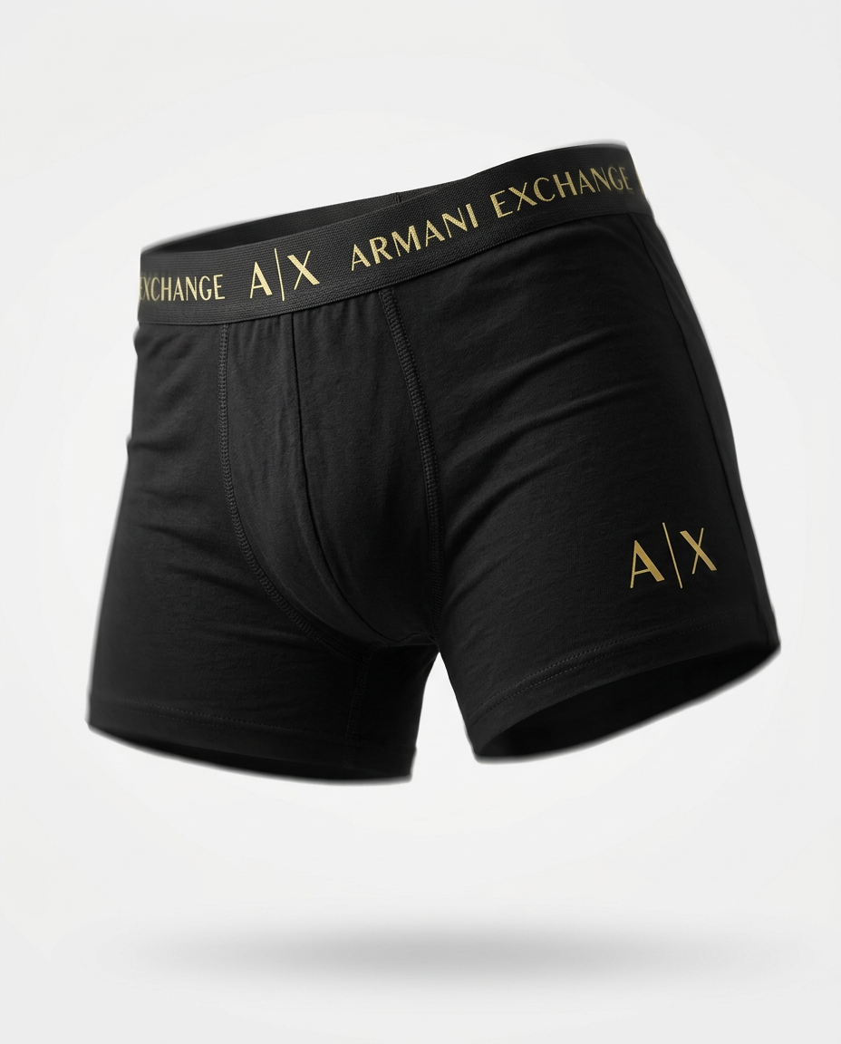 Armani Exchange Gold-Accent Boxer Briefs – 3-Pack Edition